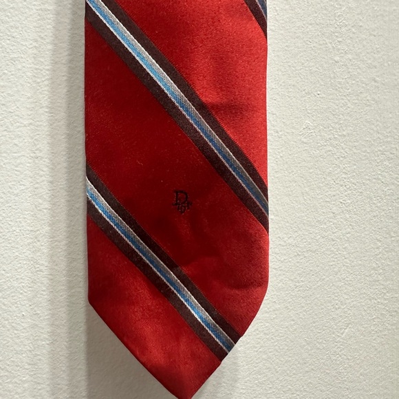 Dior Other - Dior Red Tie with Blue and Black Stripes